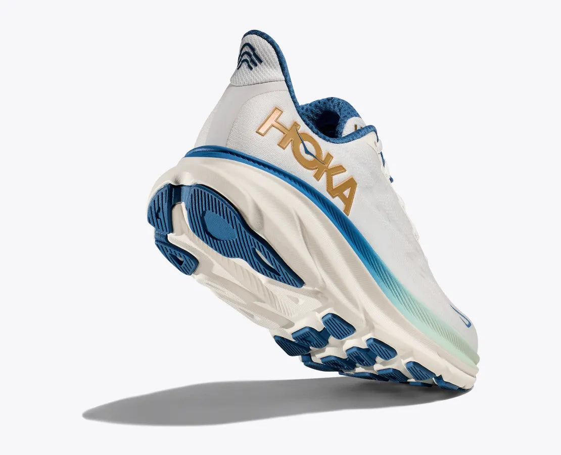 HOKA 男 Clifton 9 寬楦 路跑鞋 雙白色/金 HO1132210FTG