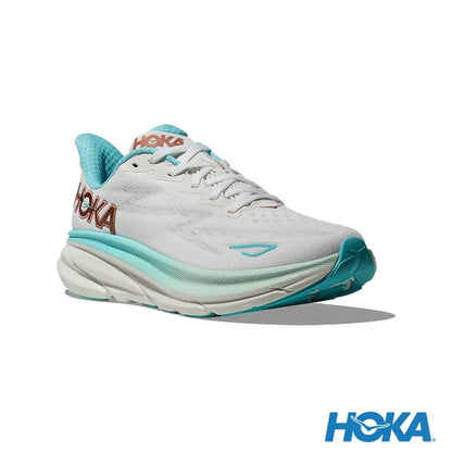 HOKA 女 Clifton 9 寬楦 路跑鞋 霜白色/玫瑰金 HO1132211FTRS