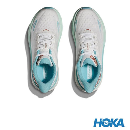 HOKA 女 Clifton 9 寬楦 路跑鞋 霜白色/玫瑰金 HO1132211FTRS