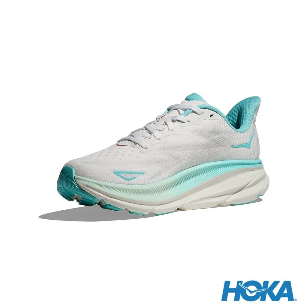 HOKA 女 Clifton 9 寬楦 路跑鞋 霜白色/玫瑰金 HO1132211FTRS