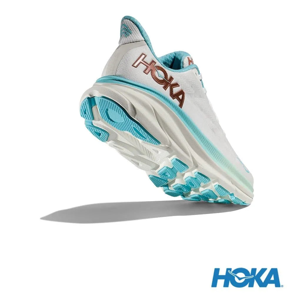 HOKA 女 Clifton 9 寬楦 路跑鞋 霜白色/玫瑰金 HO1132211FTRS