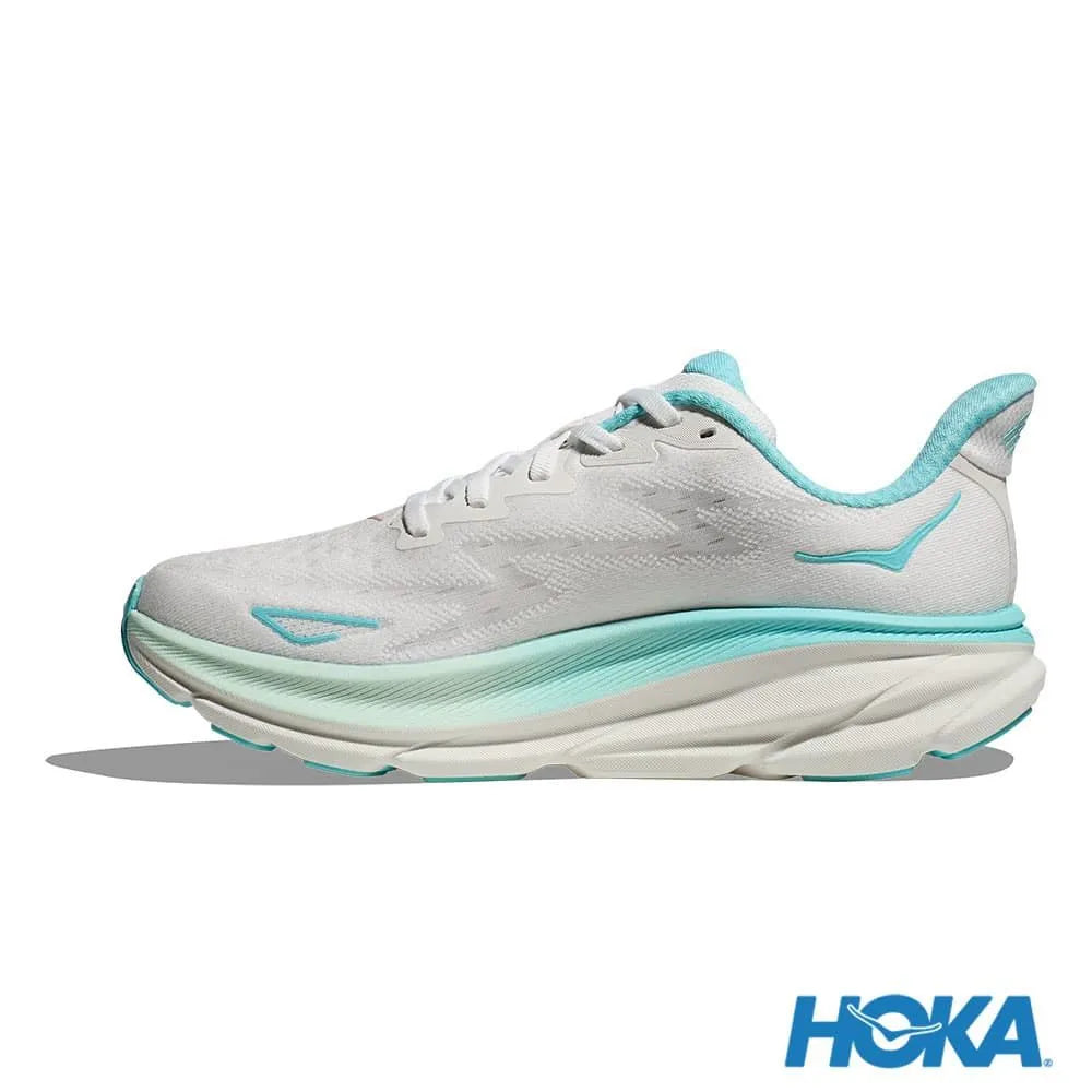 HOKA 女 Clifton 9 寬楦 路跑鞋 霜白色/玫瑰金 HO1132211FTRS