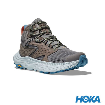 HOKA 女 Anacapa 2 MID GTX 防水登山鞋 太空灰/迷幻藍 1142831ATRL