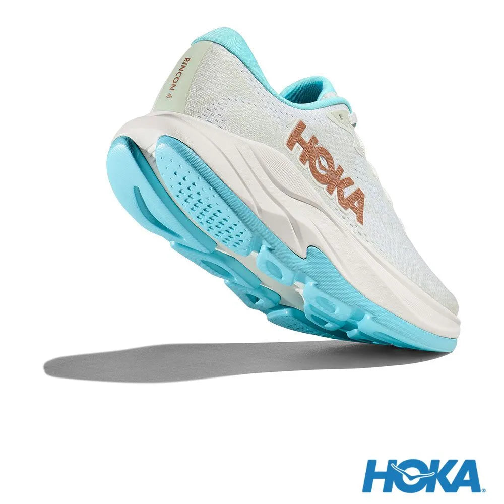 HOKA 女 Rincon 4 寬楦 路跑鞋 霜白色/玫瑰金 HO1155133FTRS