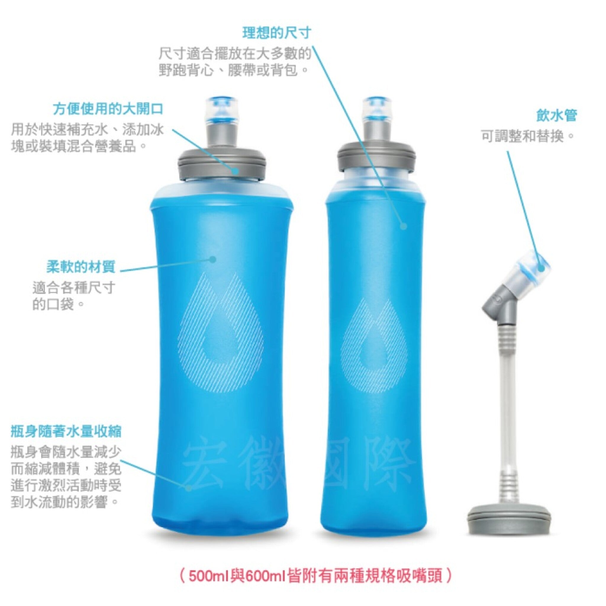 【美國Hydrapak】ULTRAFLASK 輕量可擠壓軟式速補水袋 500ml HP-AH154